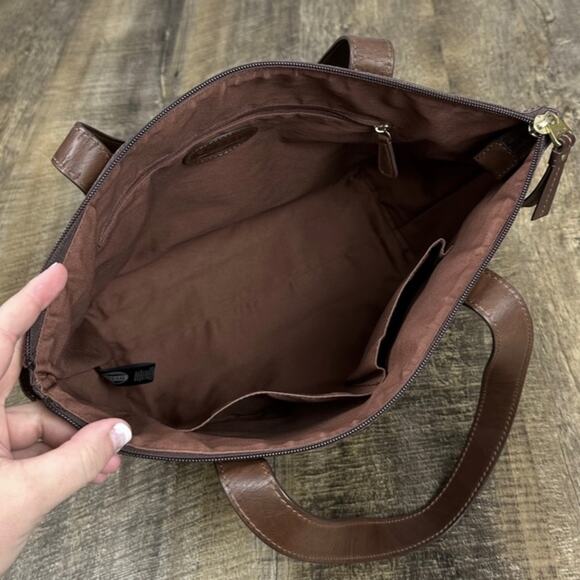 Fossil Mimi signature brown geometric faux leather shopper tote / shoulder bag - Picture 5 of 7